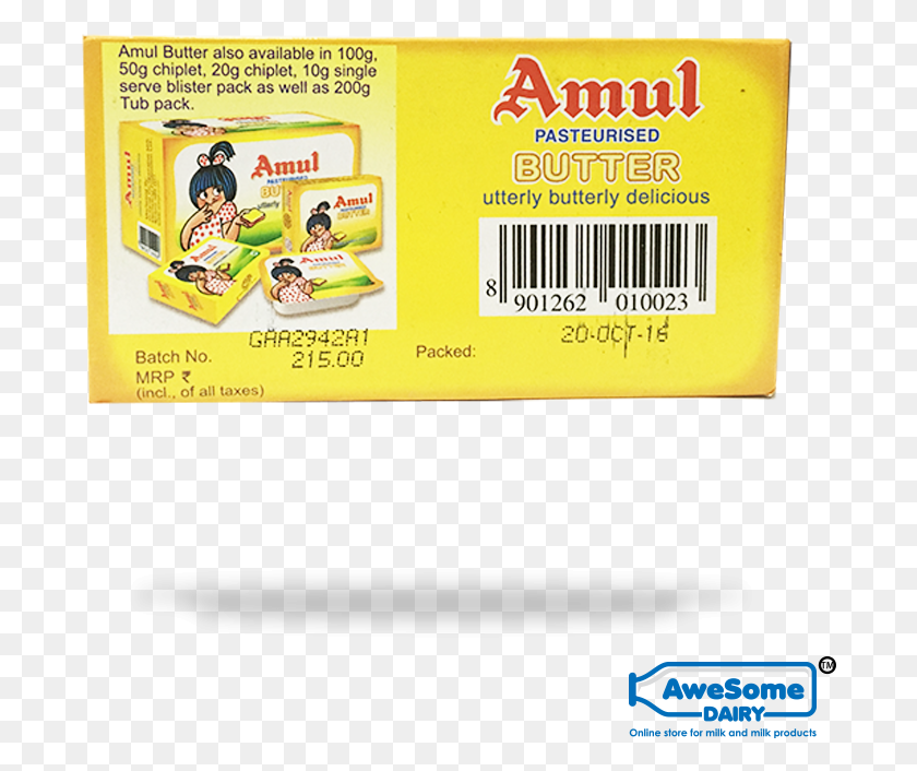 692x646 Amul Butter 100gm Amul Butter Price, Label, Text, Rubber Eraser HD PNG Download
