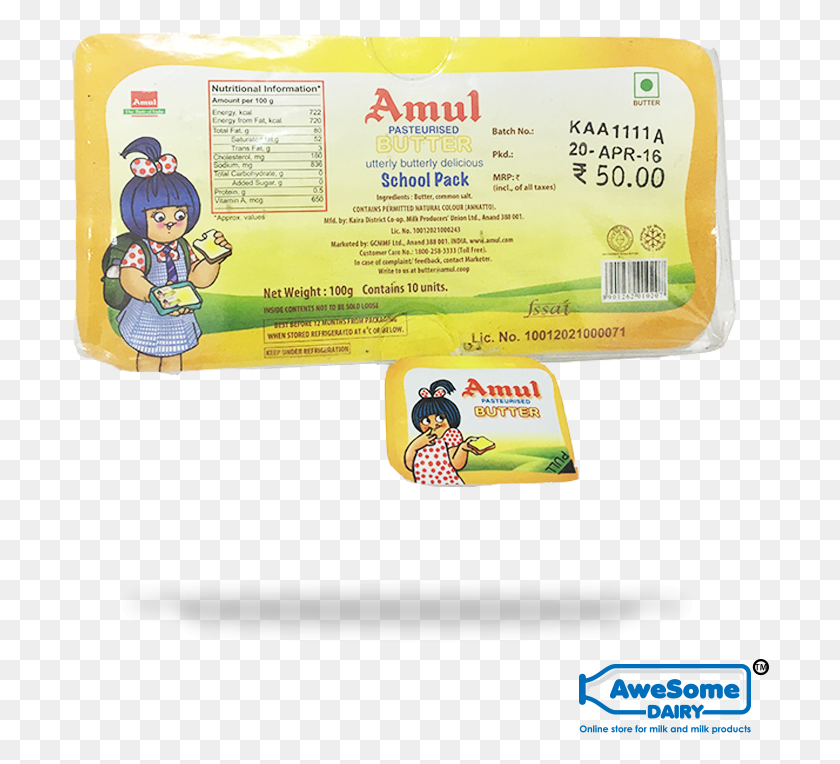 699x704 Descargar Png Amul Es La Marca Líder En La India Por Sus Productos Alimenticios Amul Butter Precio 1Kg, Tarjetas De Identificación, Documento, Texto Hd Png