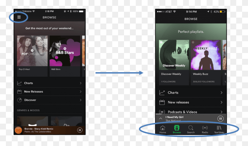 825x462 An Exposed Menu As Seen In The Latest Spotify App Apps With Hamburger Menu, Person, Human, Electronics HD PNG Download