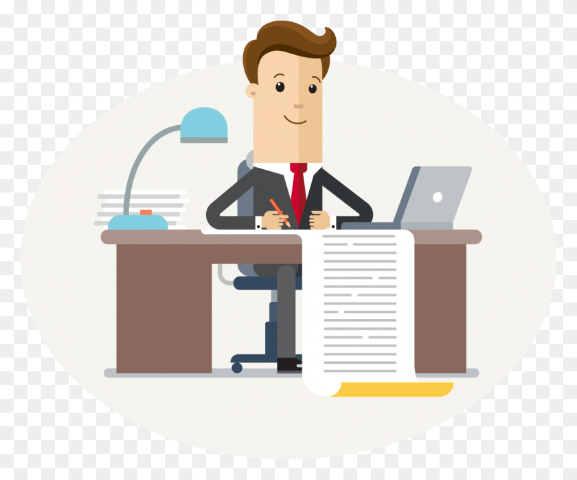 1308x1070 An Illustration Of An Accountant Sitting At A Desk Cartoon Images Of Accountants, Text, Crowd, Tie HD PNG Download
