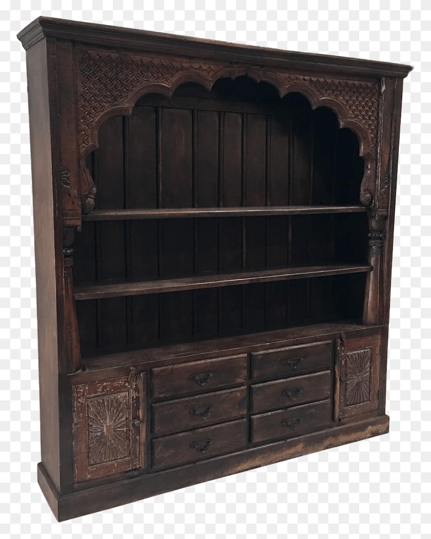 778x990 An Indian Hand Carved Dark Wood And Iron Bookdisplay Bookcase, Furniture, Cupboard, Closet HD PNG Download