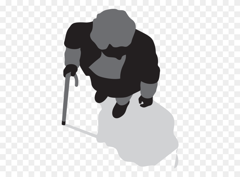 410x560 An Older Person Walking With A Stick Silhouette, Human, Kneeling HD PNG Download