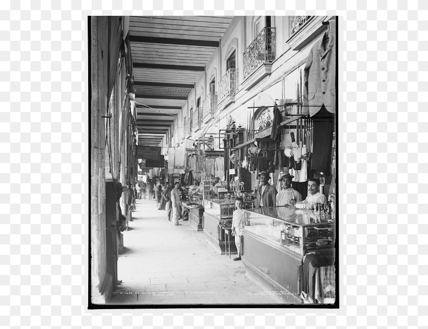 511x586 An Outside Corridor In The Plaza Del Vapor Monochrome, Person, Street, City HD PNG Download