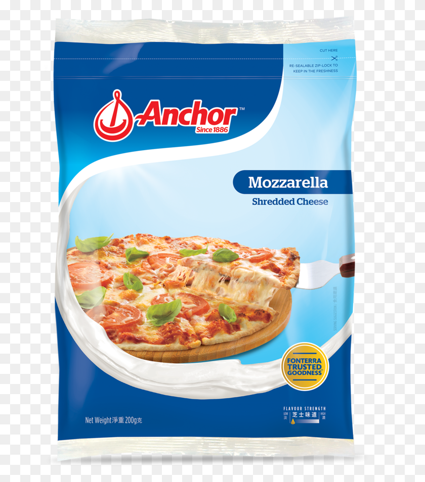 758x894 Anchor Mozzarella Shredded Cheese Anchor Shredded Mozzarella Cheese, Pizza, Food, Label HD PNG Download