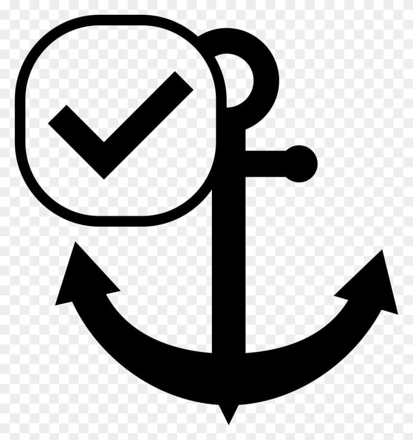 916x980 Anchor With Check Mark Svg Icon Simbolo Ancora, Cross, Symbol, Hook HD PNG Download