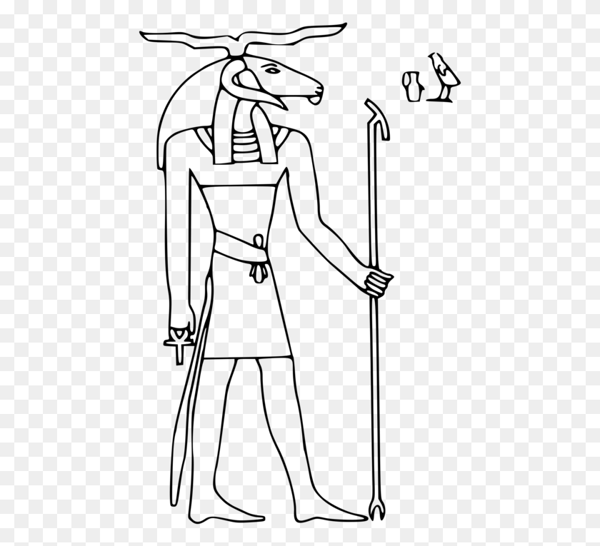 453x705 Ancient Egyptian Deities Anubis Horus Khnum Egyptian God Drawing, Gray, World Of Warcraft HD PNG Download