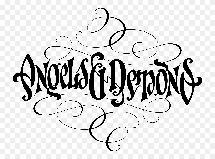 743x561 And Angels And Demons Ambigram, Text, Handwriting, Calligraphy HD PNG Download