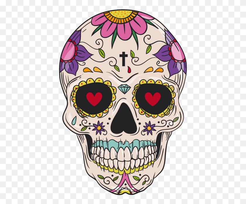 439x637 And Cuisine Mexican Skull Calavera Idea Pattern Clipart Day Of The Dead Phone Cases, Doodle HD PNG Download