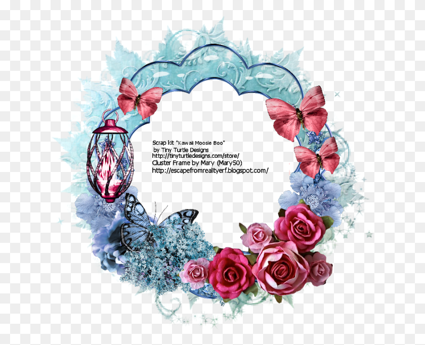 640x622 And Here Is A Sample Of A Tag Made Using The Frame Garden Roses, Wreath, Pattern, Graphics HD PNG Download