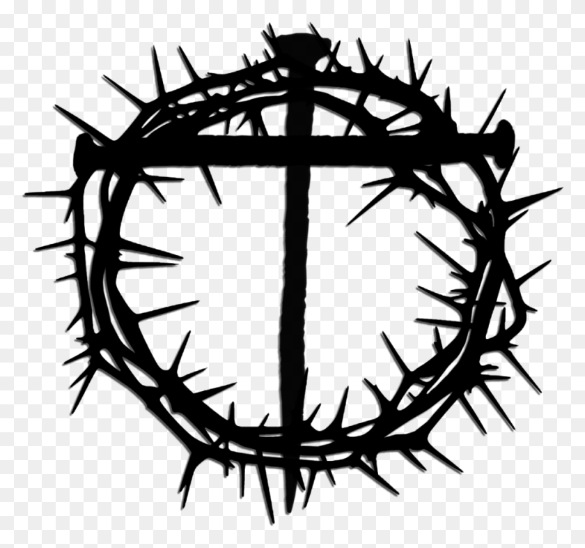 967x901 And Prickles Of English Crown Thorns Bible Clipart Cross Crown Of Thorns Drawing, Gray, World Of Warcraft HD PNG Download