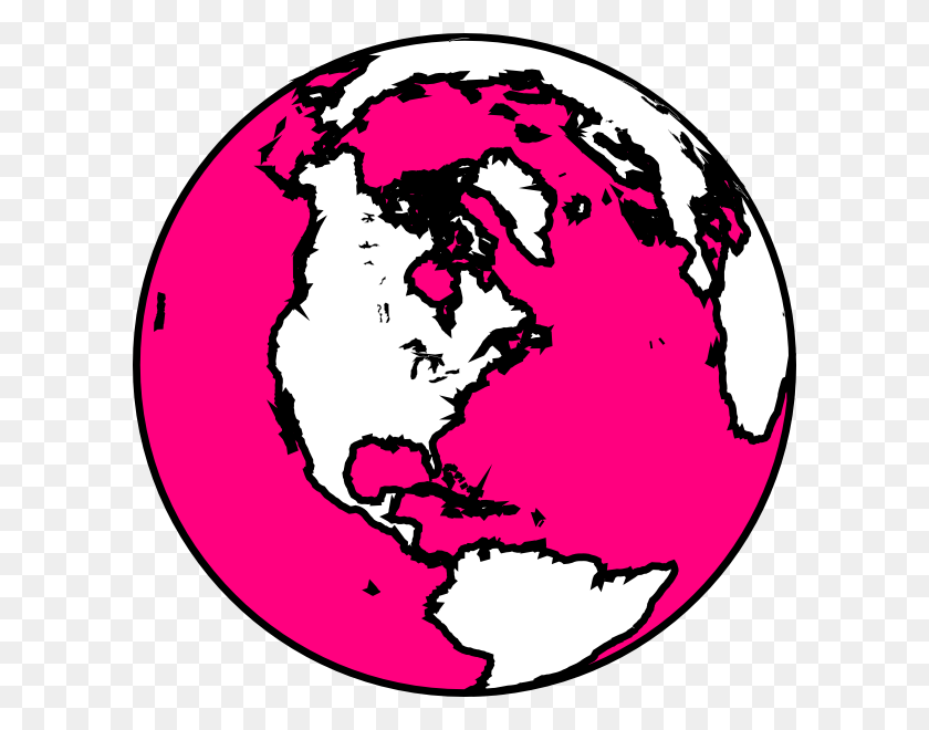 600x600 And White Globe Clip Art At Clker Pink And Black Globe, Planet, Outer Space, Astronomy HD PNG Download