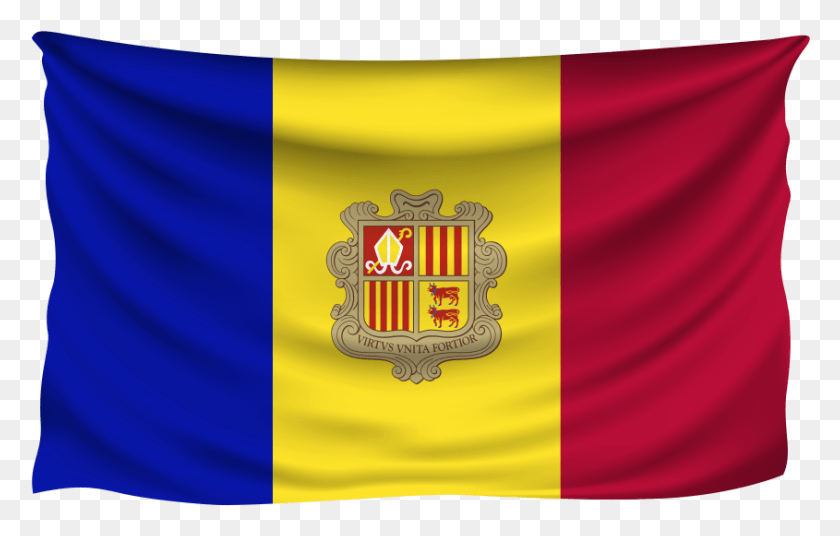 845x516 Andorra Wrinkled Flag Andorra Flag, Symbol, Logo, Trademark HD PNG Download