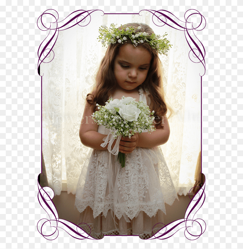587x801 Andrea White Flower Girl Posy Flowers For Ever After, Plant, Flower Bouquet, Flower Arrangement HD PNG Download
