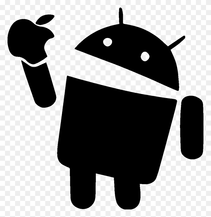 952x982 Android Eating Apple Vinyl Sticker Ampndash Sykvinylscom Icon Android Eat Apple, Axe, Tool, Stencil HD PNG Download