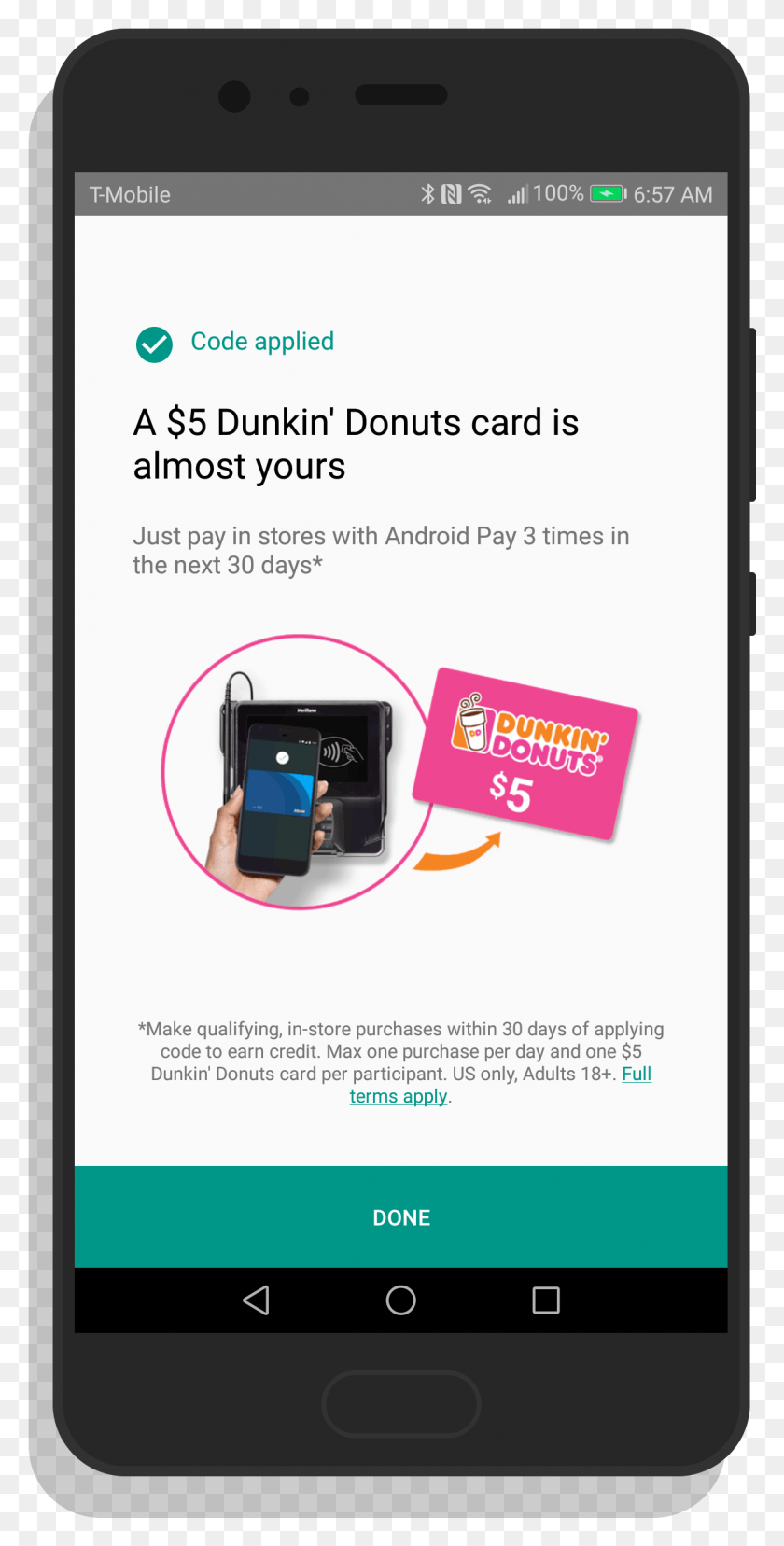 1204x2464 Android Pay Dunkin Donuts Promo Iphone, Мобильный Телефон, Телефон, Электроника Hd Png Скачать