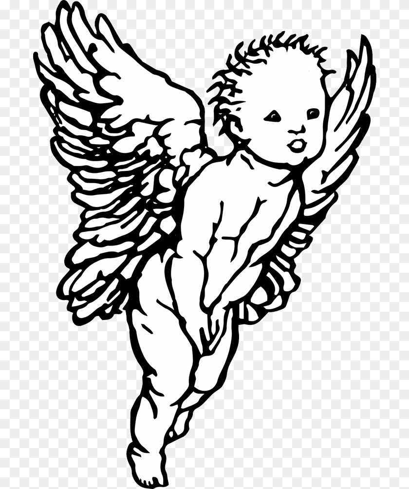 705x1004 Angel Black And White Black And White Angel Transparent, Baby, Cupid, Person, Face PNG