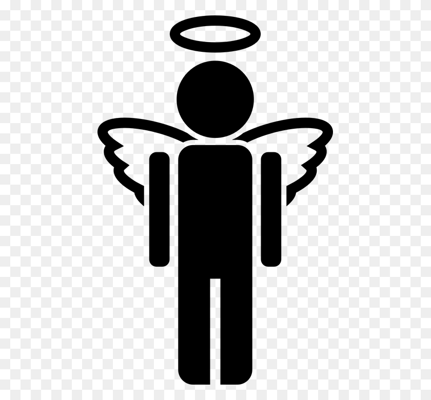 459x720 Angel Black White Wing Symbol Heaven Religion Free Black And White Angel Clipart, Gray, World Of Warcraft HD PNG Download