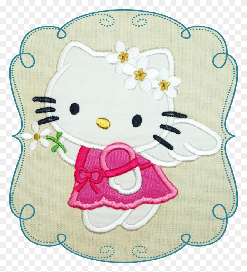 879x972 Angel Kitkat, Embroidery, Pattern, Purse HD PNG Download