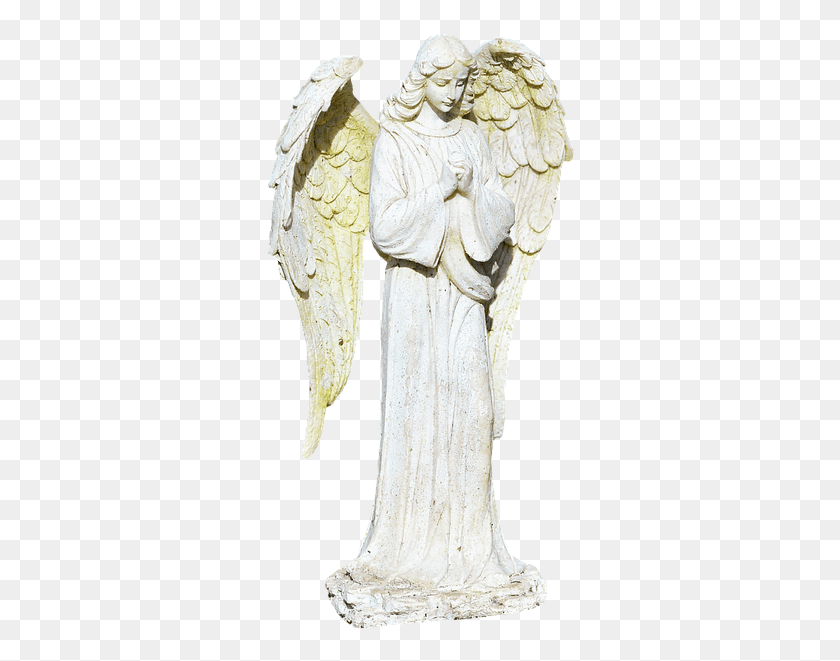 312x601 Angel Sculpture Statue Angel Figure Figure Christliche Trauersprche Fr Beileidskarten, Ivory, Beak, Bird HD PNG Download