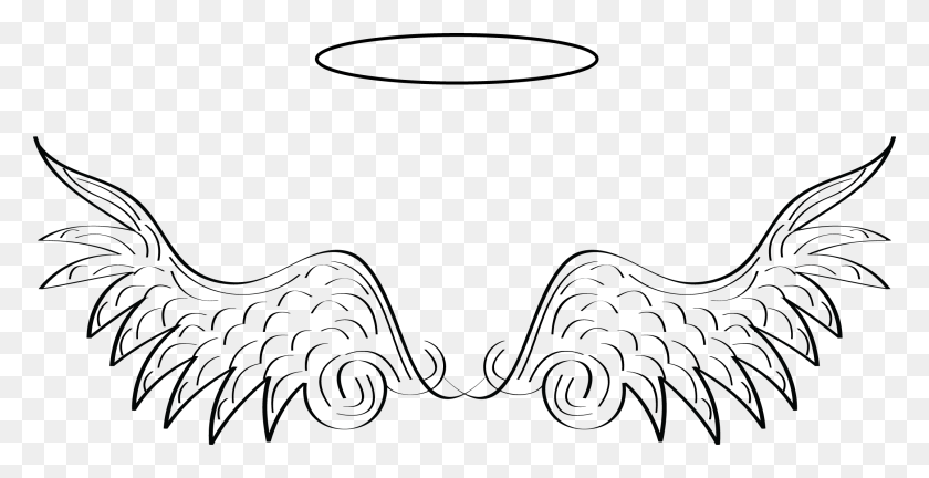 2151x1028 Angel Wings Clip Art White Angel Wings Halo Tattoo Drawn Angel Wings, Stencil HD PNG Download