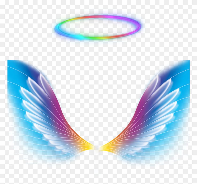 949x881 Angel Wings Halo Rainbow Colorful Galaxy Colorfulangel Angel Wings With Color, Balloon, Ball, Pattern HD PNG Download