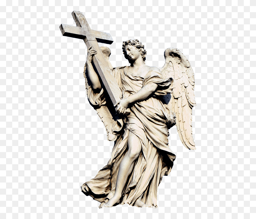 459x660 Angel With Cross Statue, Person, Human HD PNG Download
