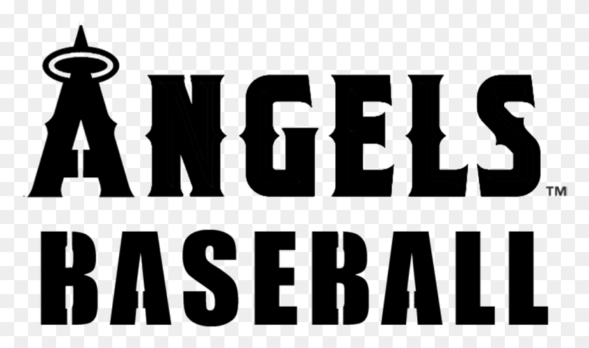 1020x572 Angels Baseball Logo Angels Baseball Logo Black And White, Text, Number, Symbol HD PNG Download