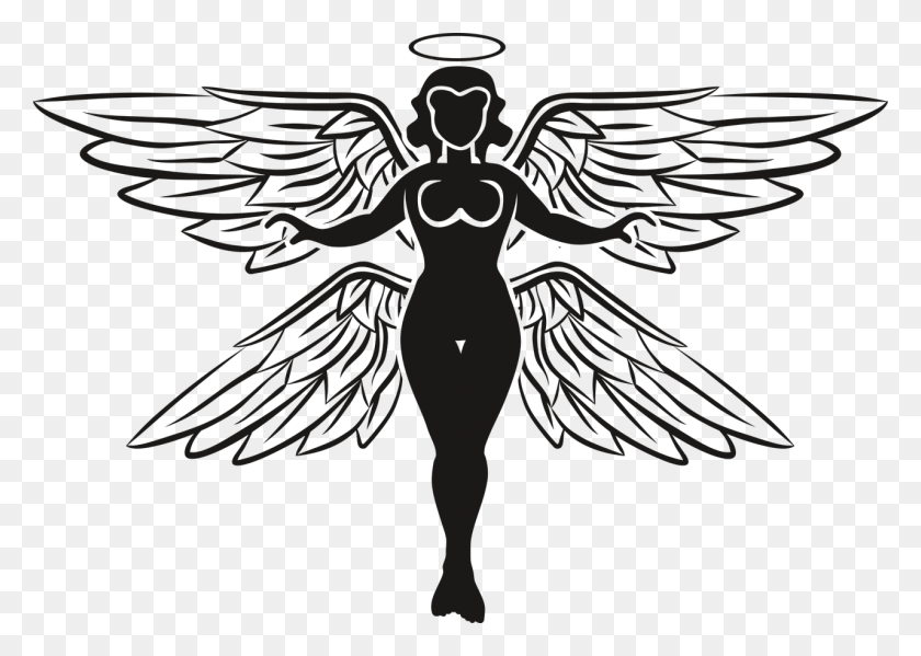 1280x886 Angelthe Backgroundwoman Gambar Hitam Putih Sayap Malaikat, Angel, Archangel HD PNG Download