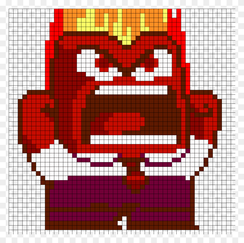 1050x1050 Anger From Inside Out Part 1 Perler Bead Pattern Inside Out Pixel Art, Rug, Statue HD PNG Download