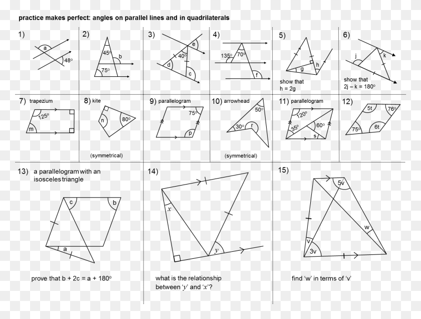 1507x1113 Angles On Parallel Lines And In Quadrilaterals Angles In Triangles And Quadrilaterals, Outdoors, Text, Angry Birds HD PNG Download