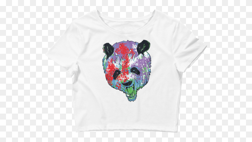 543x415 Descargar Png Angry Colorful Panda Crop Top Panda De Colores, Clothing, Apparel, Sleeve Hd Png