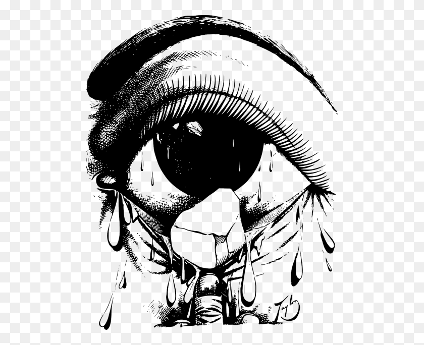 500x624 Descargar Angry Drawing Tear Cry Eye Black Amp White, Graphics, Poster Hd Png