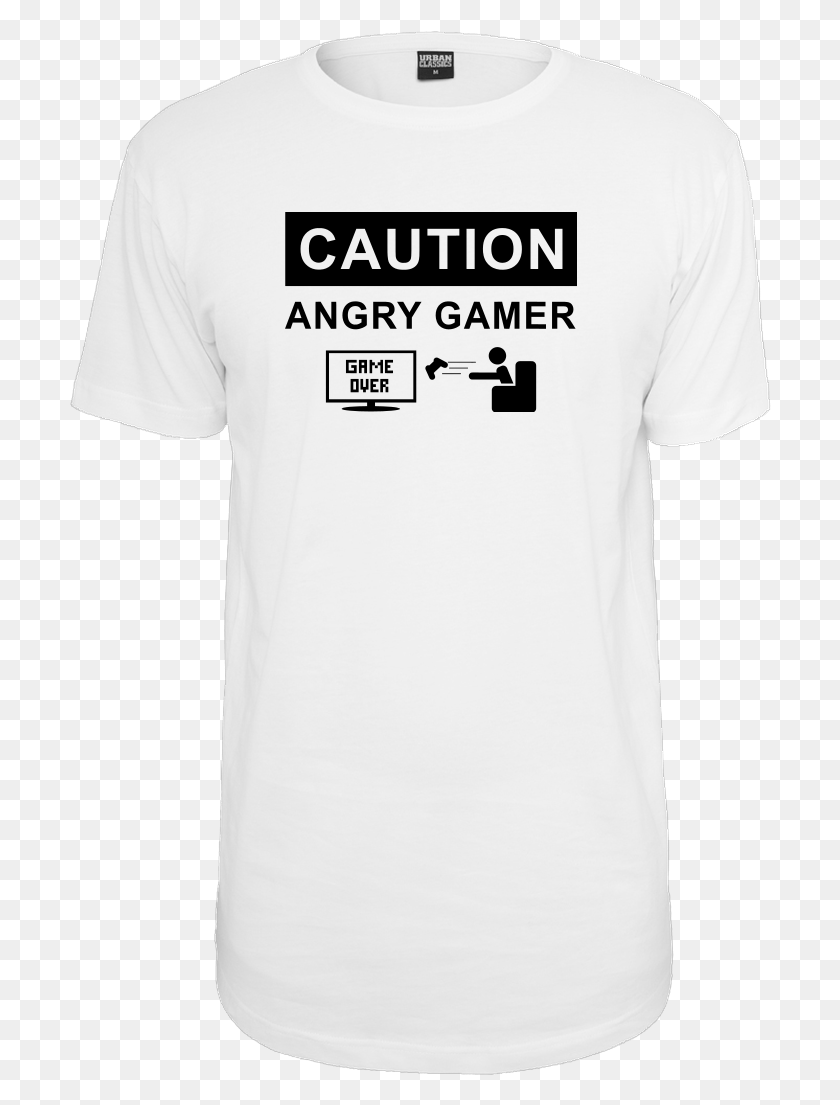 702x1045 Angry Gamer T Shirt Urban Classics Long Tee White, Clothing, Apparel, T-shirt HD PNG Download