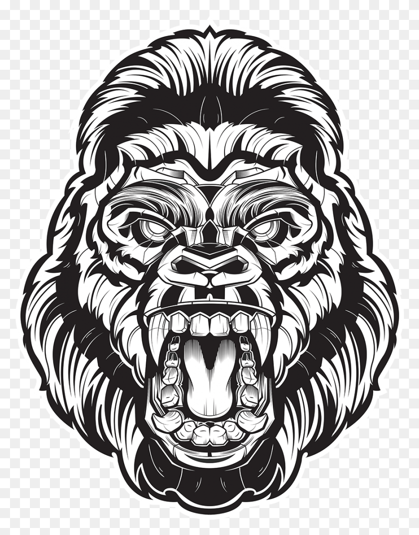 869x1130 Angry Gorilla Drawing Angry Gorilla Face, Statue, Sculpture HD PNG Download