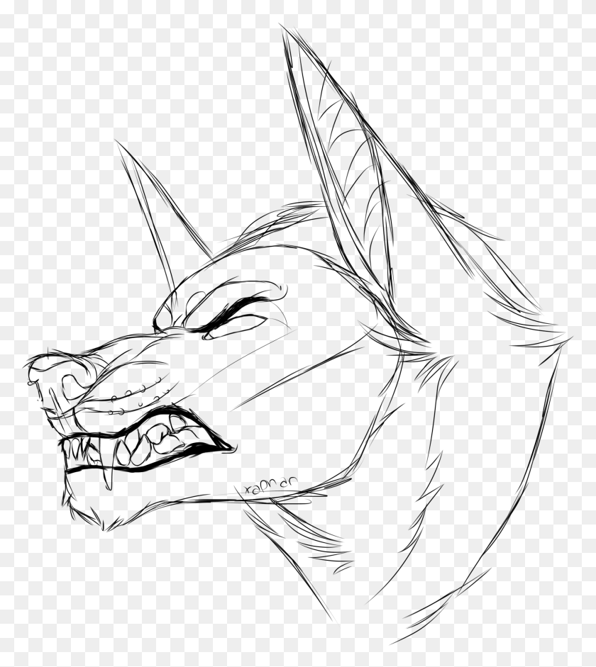 1963x2218 Angry Wolf Lineart Not Free To Use Without Permissionn Angry Wolf Line Art, Gray, World Of Warcraft HD PNG Download
