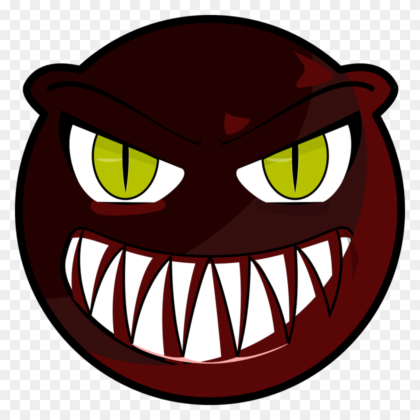 1280x1280 Angrysmiley Scary Monster Face Cartoon, Text, Label, Helmet HD PNG Download
