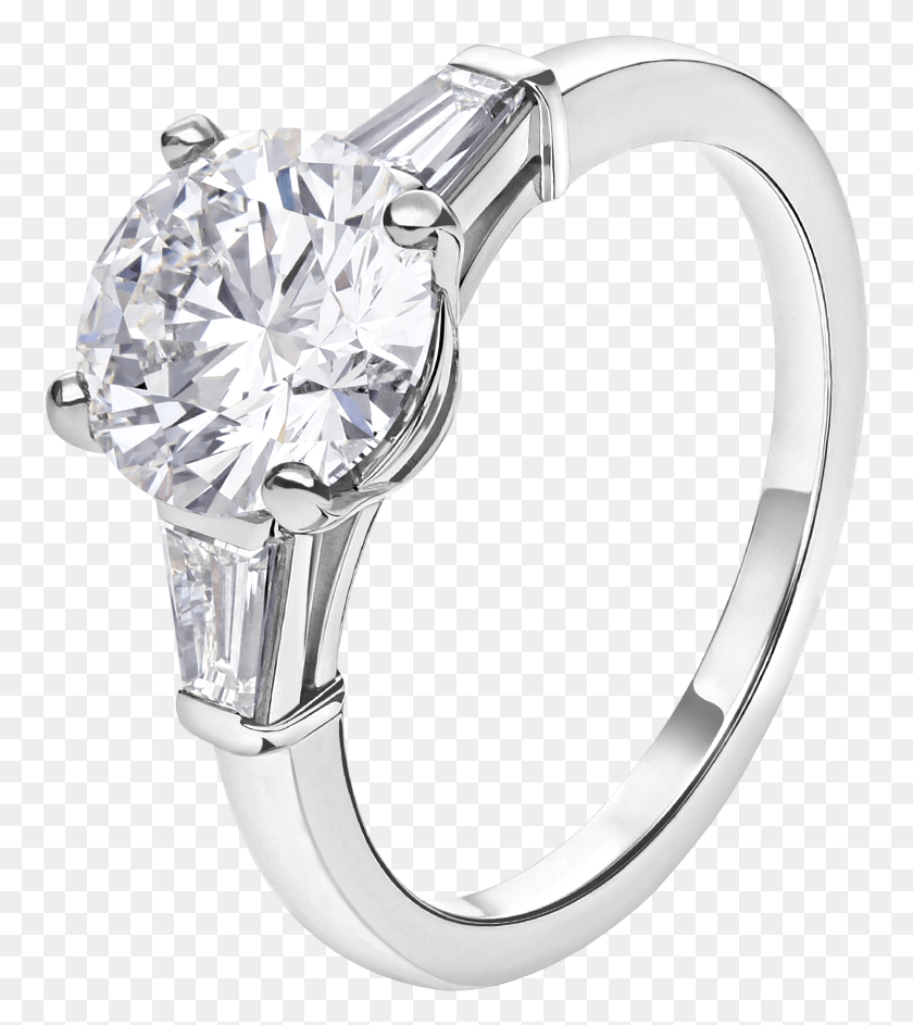 761x883 Anillo Griffe En Platino Con Un Diamante Redondo Talla Pre Engagement Ring, Platinum, Silver, Ring HD PNG Download
