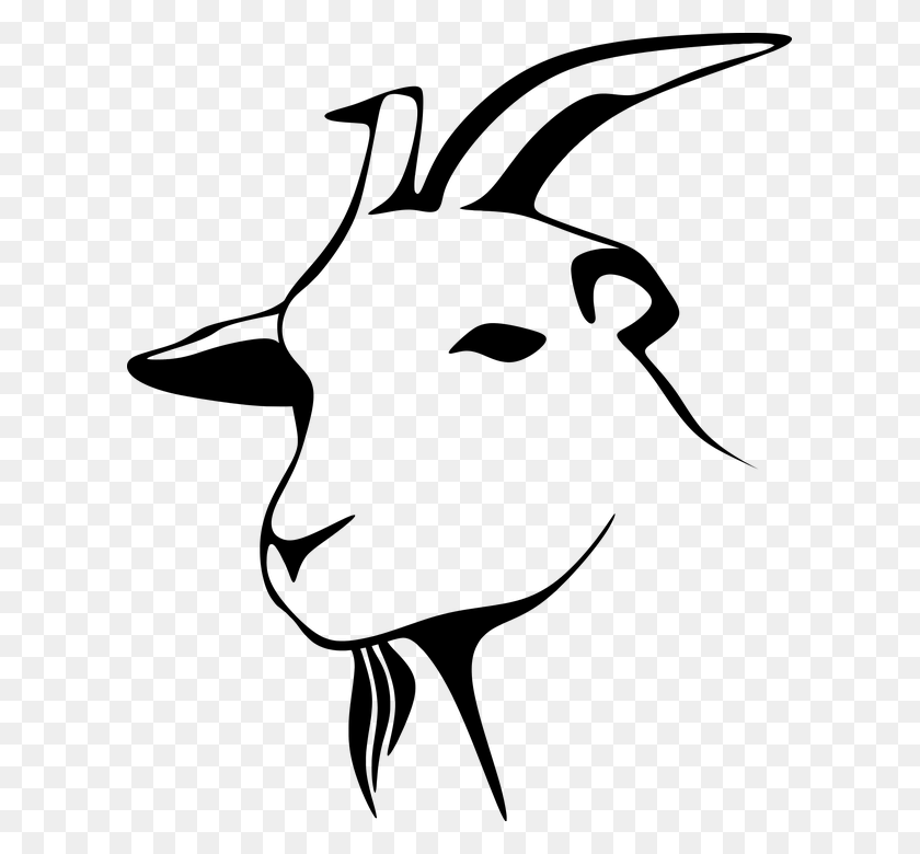 607x720 Animal Barnyard Goat Livestock Silhouette Goat Head Clip Art, Gray, World Of Warcraft HD PNG Download