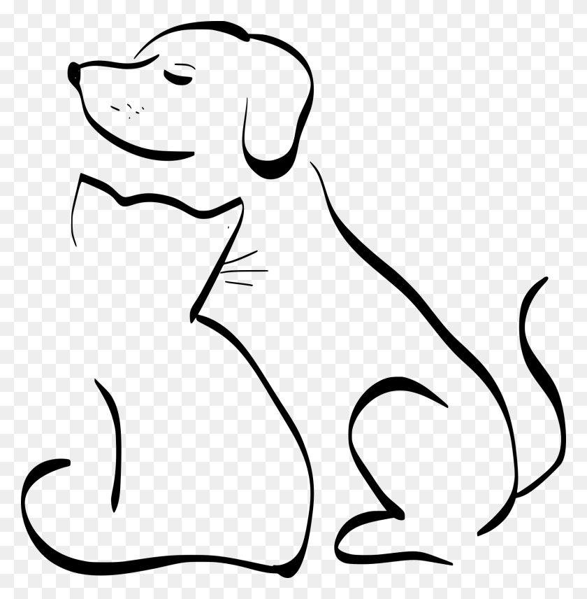 1670x1706 Animal Dog Cat Cute Line Art, Cross, Symbol, Stencil Descargar Hd Png