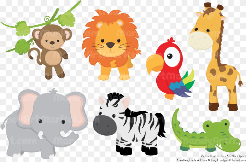 1125x744 Animal Safari Clipart Cute Jungle Animals Clipart, Toy, Plush, Pig, Mammal Transparent PNG
