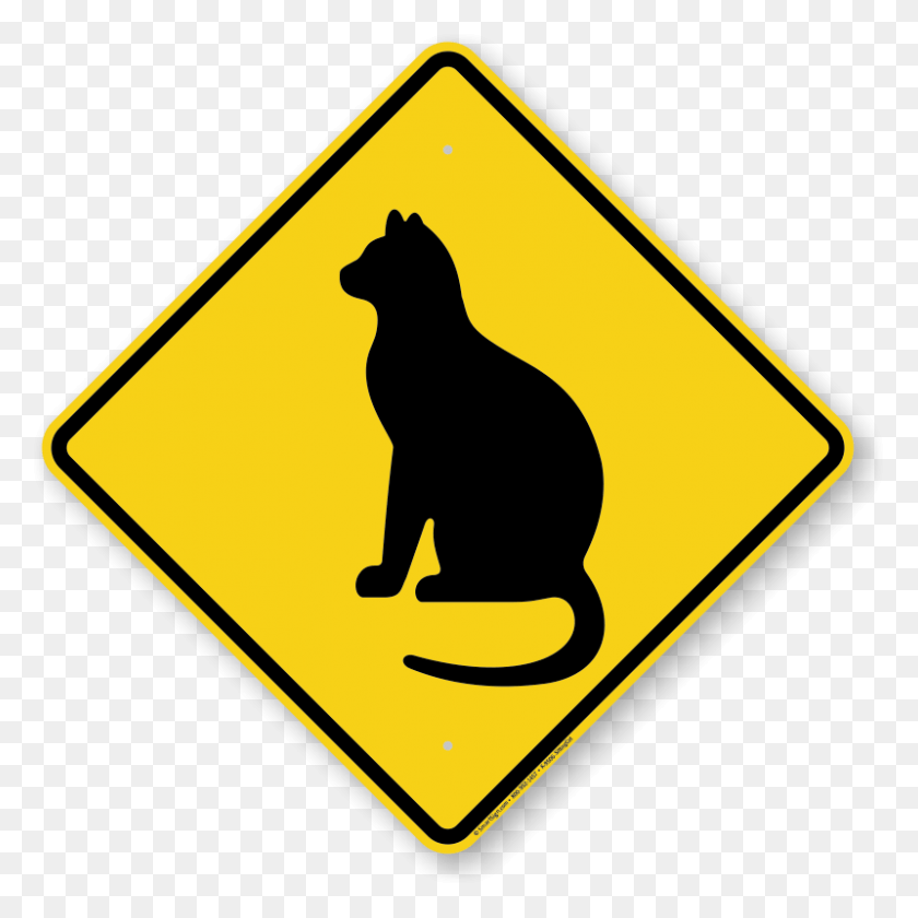 800x800 Animal Xing Sign Crosswalk Sign Clipart, Symbol, Road Sign, Cat HD PNG Download