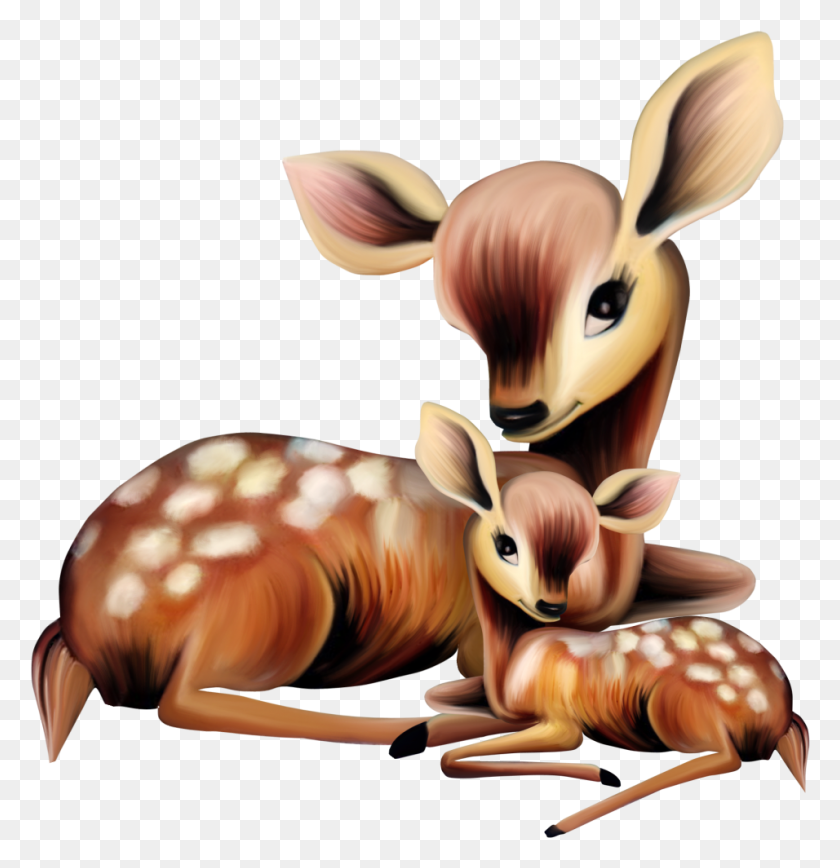 956x991 Animalitos De Blancanieves Mother Deer With Baby Deer Clipart, Wildlife, Animal, Mammal HD PNG Download
