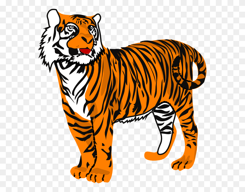 576x597 Animated Tiger Clip Art N4 Tiger Clipart, Wildlife, Mammal, Animal HD PNG Download