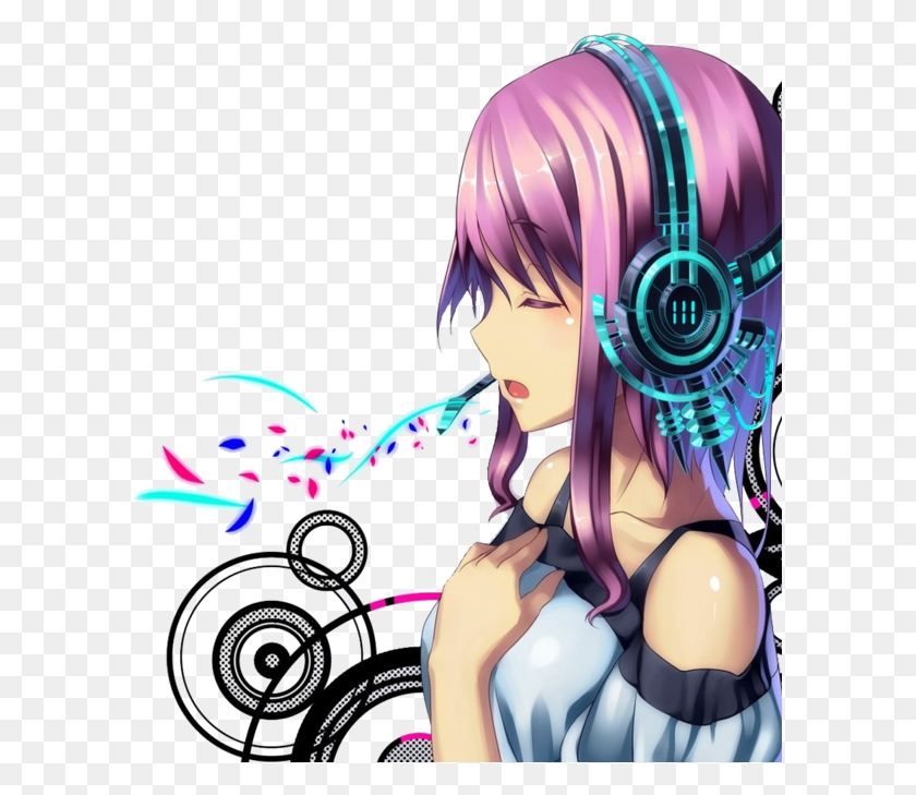 595x669 Anime Animegirl Headphones Music Anime Girl Wallpaper With Headphones, Manga, Comics, Book HD PNG Download