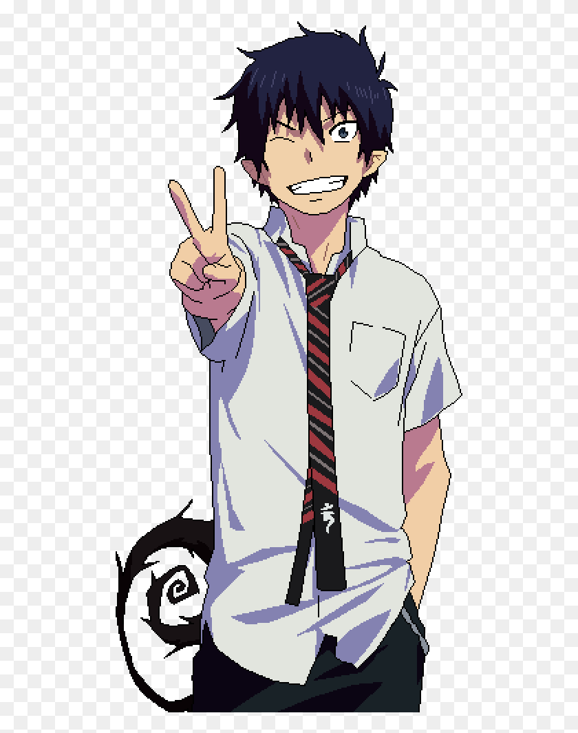 505x1005 Anime Blue Exorcist Rin, Clothing, Apparel, Tie HD PNG Download