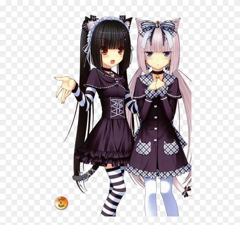 500x729 Anime Cat Girl Twins, Doll, Toy, Manga HD PNG Download