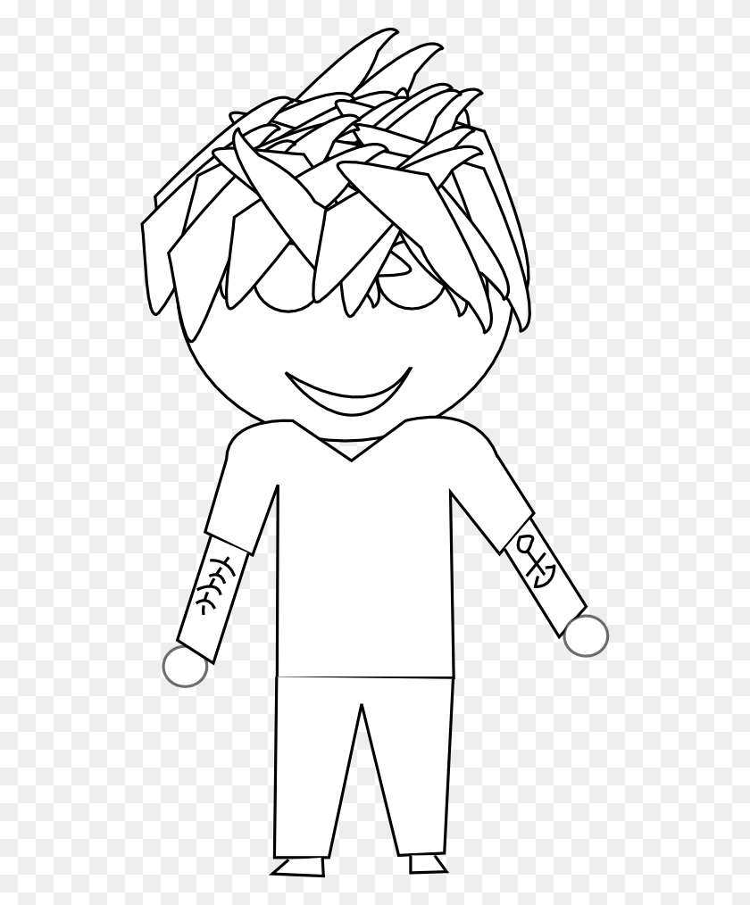 527x954 Anime Character Art 69 Black White Line Art 555px Illustration, Stencil, Person, Human HD PNG Download