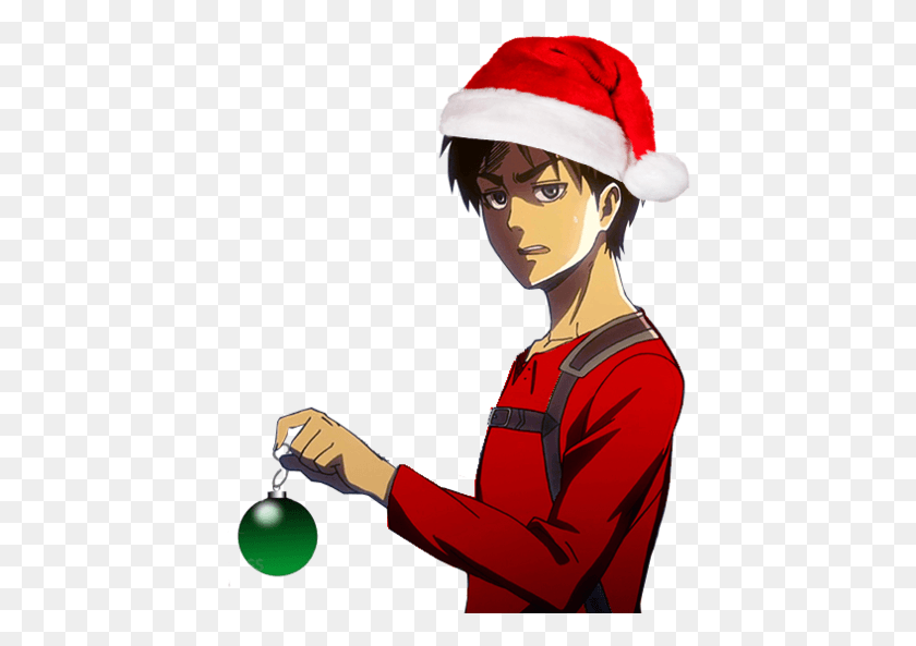 426x533 Anime Christmas And Transparent Image Eren Jaeger Christmas, Person, Human, Sleeve HD PNG Download