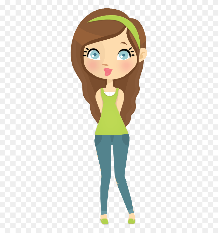 297x839 Anime Clipart Cartoon Eyebrow Cartoon Girl Clipart, Clothing, Apparel, Pants HD PNG Download