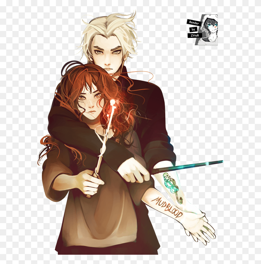 601x792 Anime Draco Malfoy And Hermione Granger, Person, Human, Manga HD PNG Download